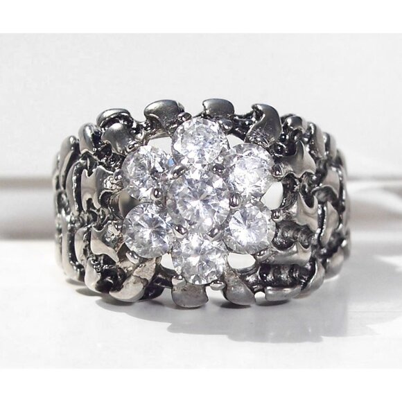 Other - STAINLESS STEEL Men's Cubic Zirconia Cluster Nugget Ring